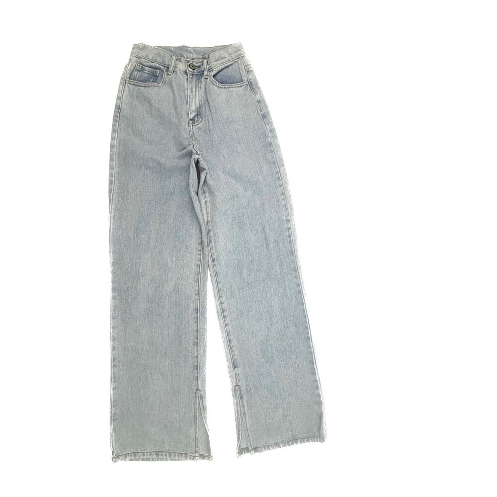Shein Wide Leg Slim Hem Women's‎ size XS Light Wash Blue Denim jeans